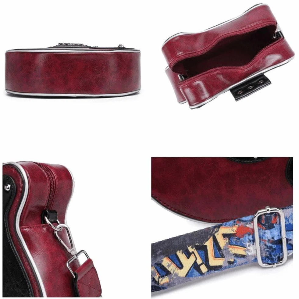 Bolso Bandolera con Forma De Guitarra para Mujeres Y Hombres, Bolso De Hombro De Piel Sintética, Bolso De Mano, Regalo para Guitarra