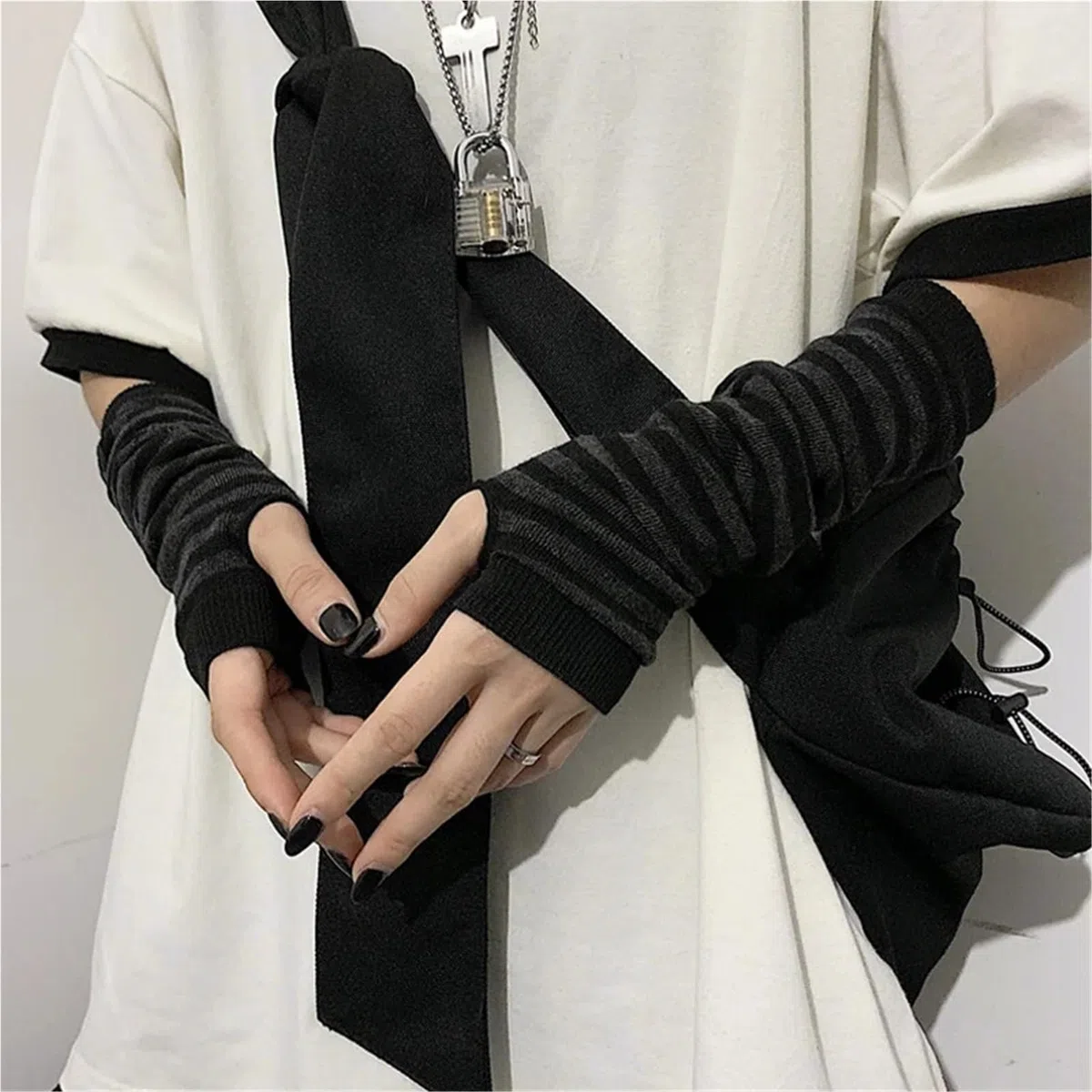3 pares de guantes largos sin dedos, puños for mujeres y hombres, for exteriores, coderas, manoplas elásticas for invierno, calentador brazo