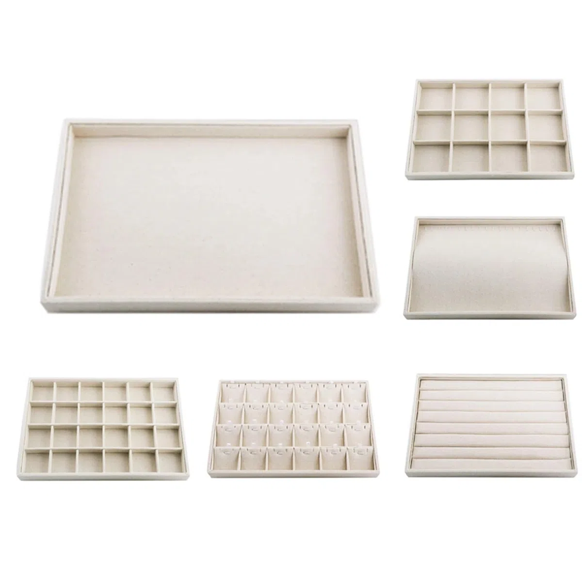 Bandejas para Joyas Bandeja Multifuncional De Lino Beige For Joyas, Organizador De Exhibición De Aretes, Caja De Almacenamiento For Aretes Y Collares para Joyas(Style 3)