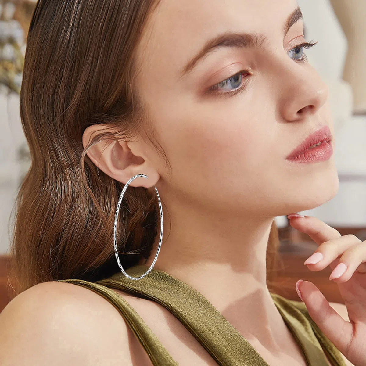 Pendientes de aro de plata de ley 925 para mujeres y niñas de 20, 30, 40, 50, 60 y 70 mm