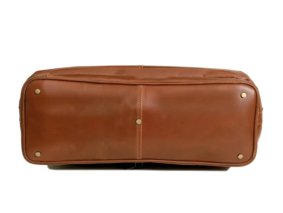 HLC Maletín de cuero vintage para médicos, bolso de mano, de piel auténtica, hecho a mano, italiano, Beige Bronceado, 16 x 7 x 11.5 inches
