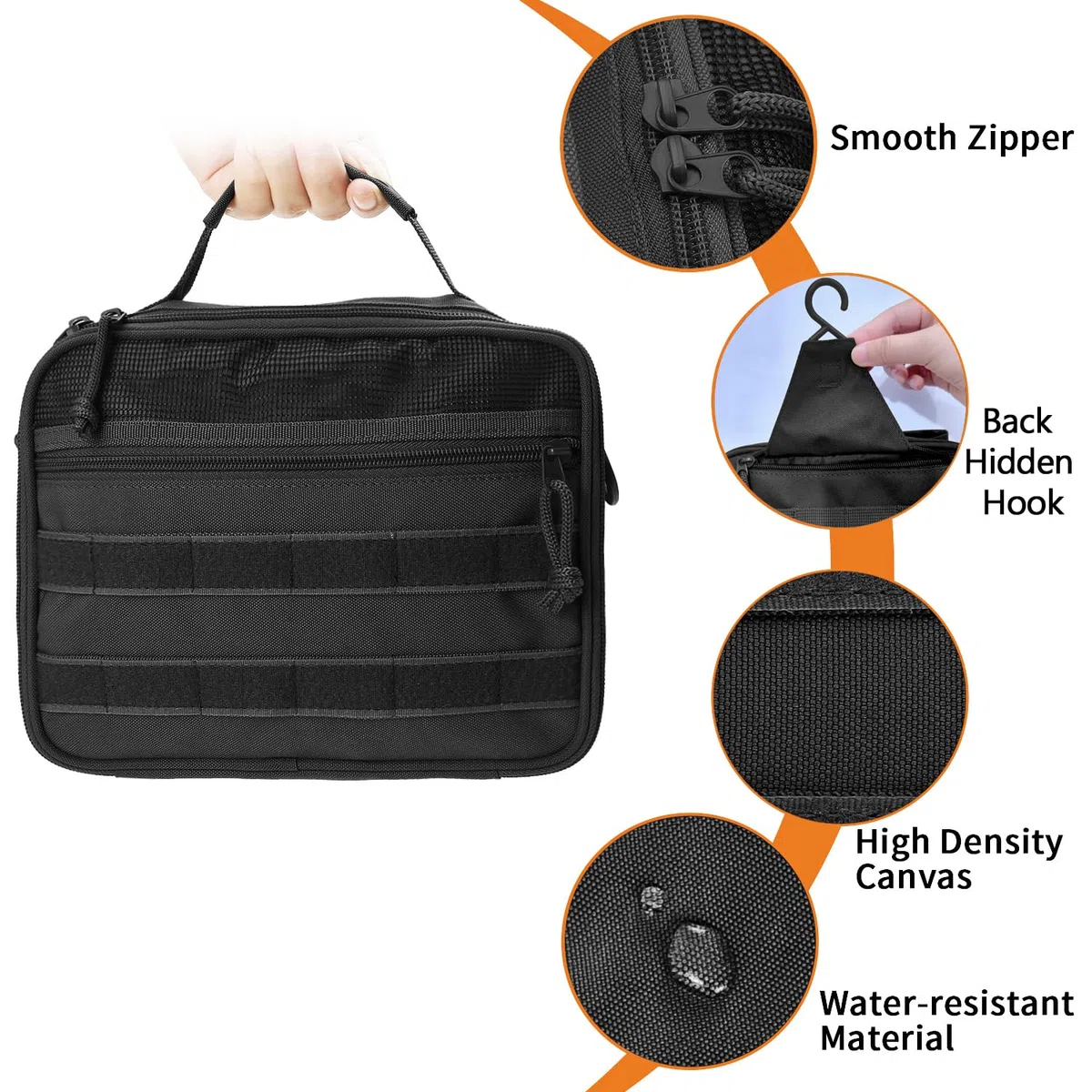 SMONT - Neceser táctico para Hombre, Kit de Aseo para Colgar, Bolsa de Afeitado para Viajes, Accesorio de baño, 24 cm