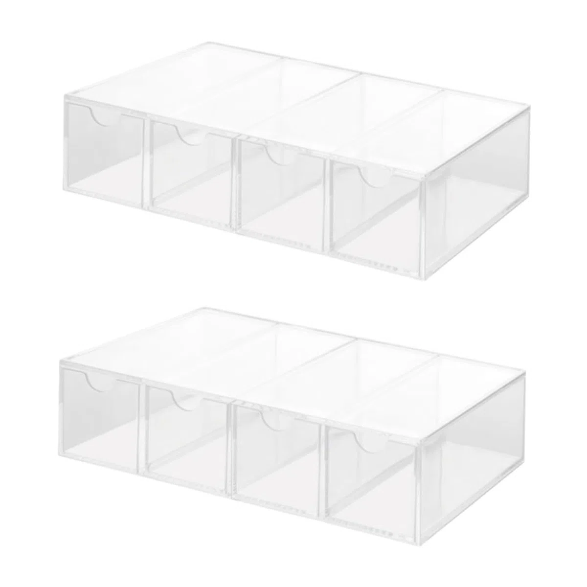 Estuche para Gafas de Sol y Graduadas de Acrílico Transparente Caja de Almacenamiento Multicapa 4 Cajones Set de 2 Unidades Organizador Compacto para Hogar y Ópticas