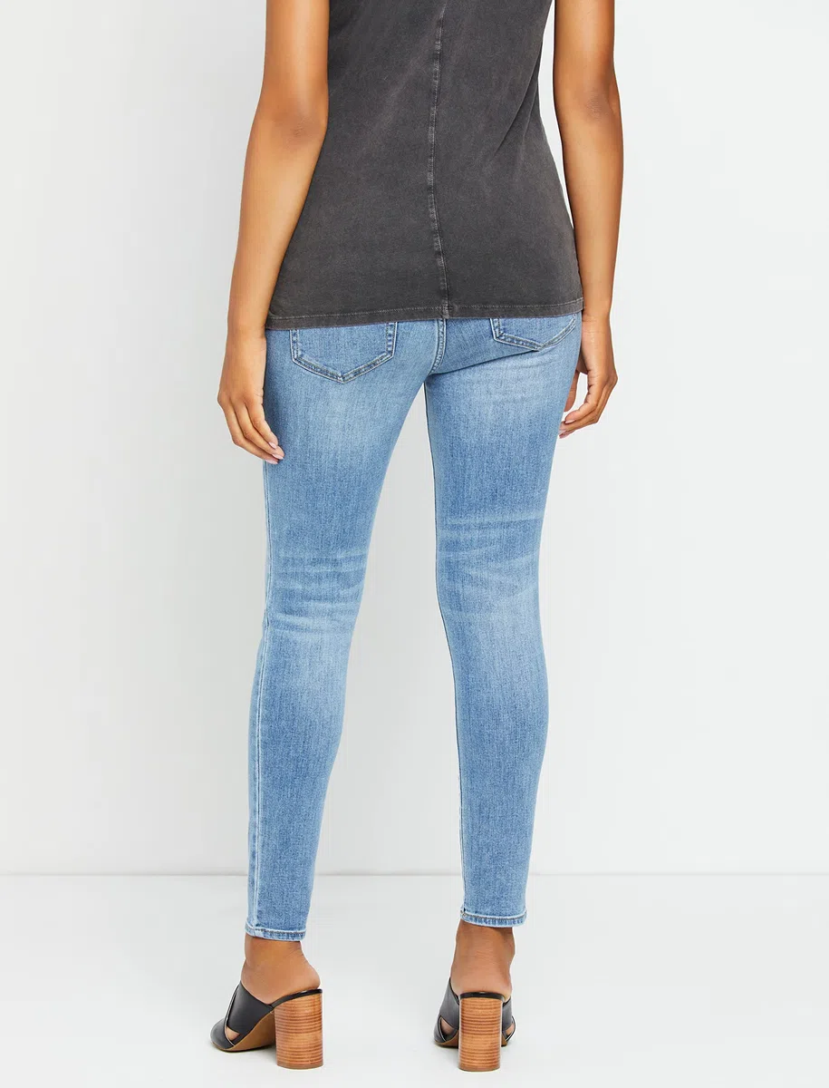 Motherhood Maternity Vaqueros Premamá, Azul Índigo Sostenibles, Corte Secreto, Abdomen, Skinny, Piernas - Jeans Mujer