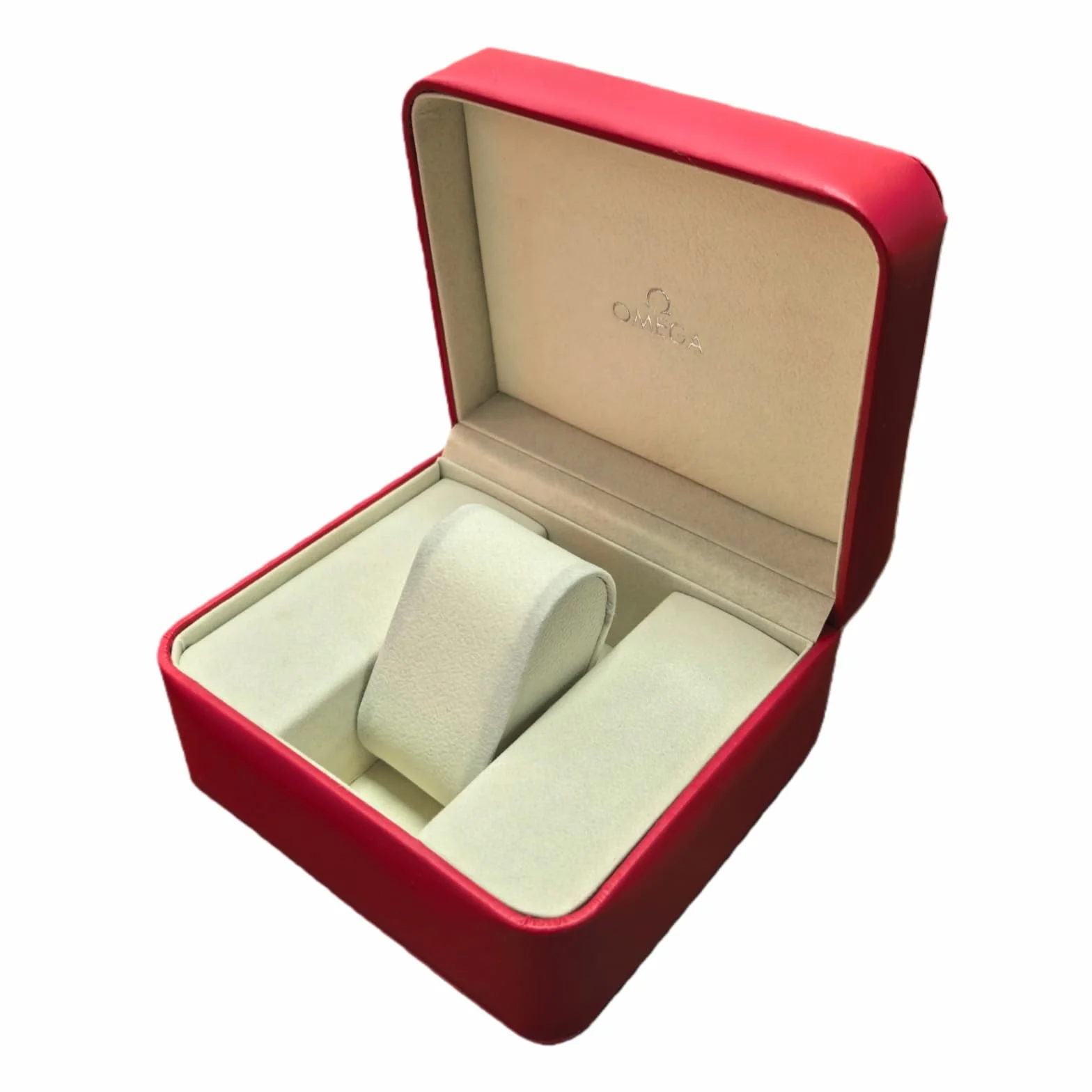 Caja Individual Expositor Reloj Cuero PU Marco Madera Interior Terciopelo Beige para Omega Speedmaster Snoopy Limited Edition