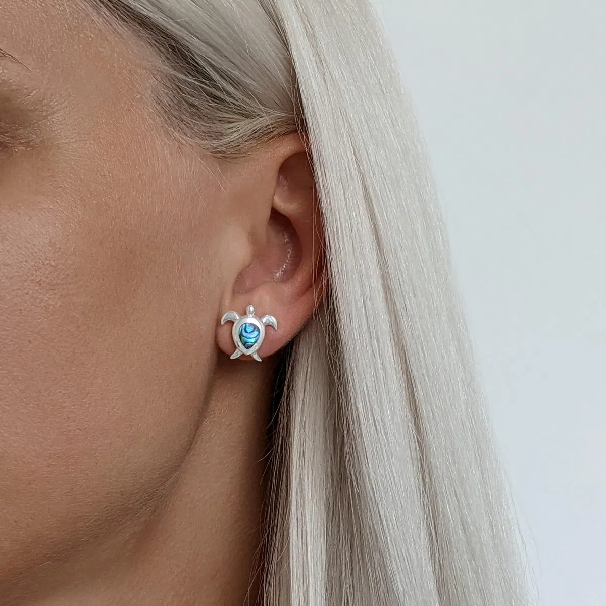 81stgeneration Pendientes Tortuga Plata de Ley | Pendientes Concha Abulón Fiesta Orejas | Aretes de Plata 925 Estilo Playa para Mujer | Joyas Vida Marina | Regalos Piedras Preciosas Adolescentes