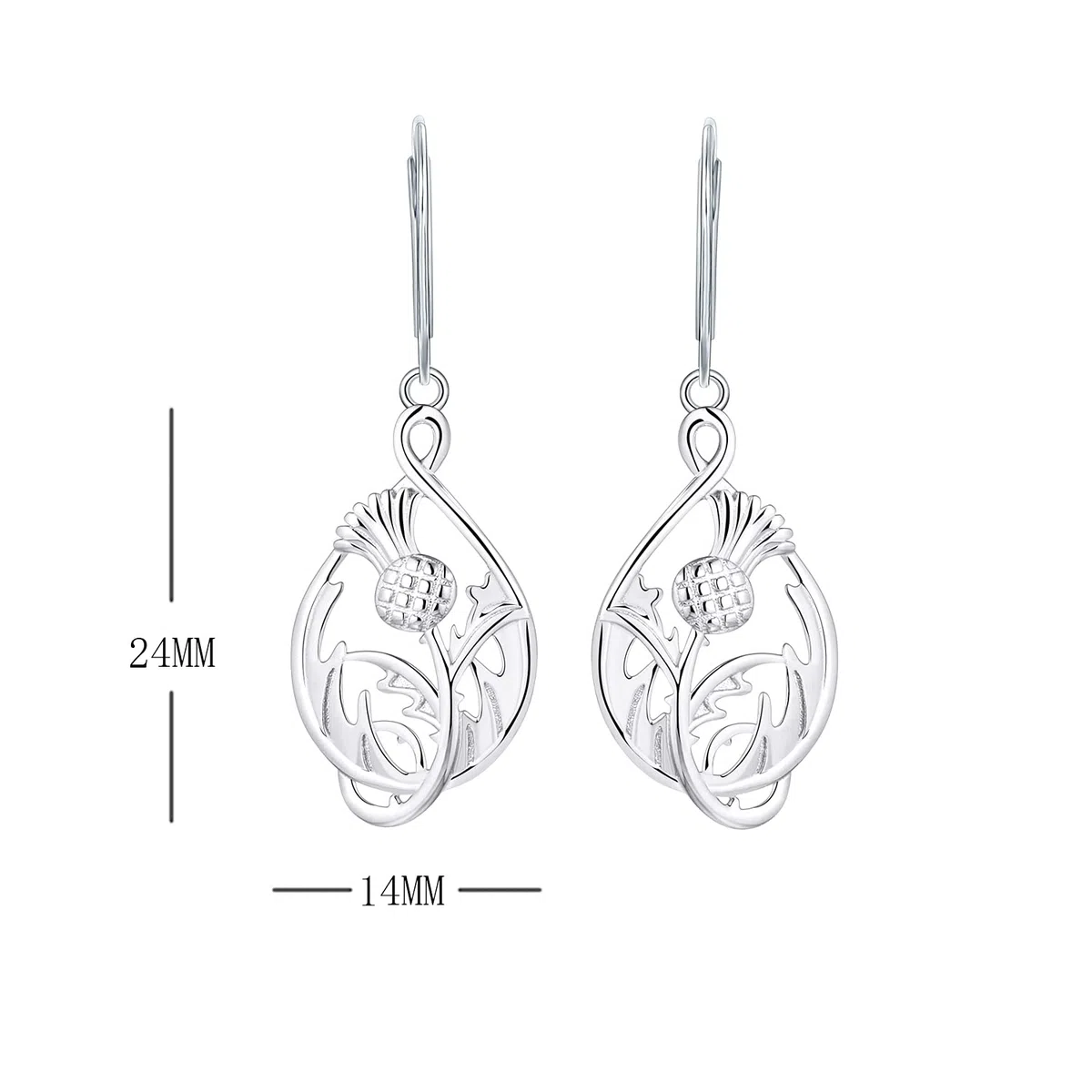 JO WISDOM Pendientes de cardo escocés, plata de ley 925 con diseño de flor de Escocia, para mujer