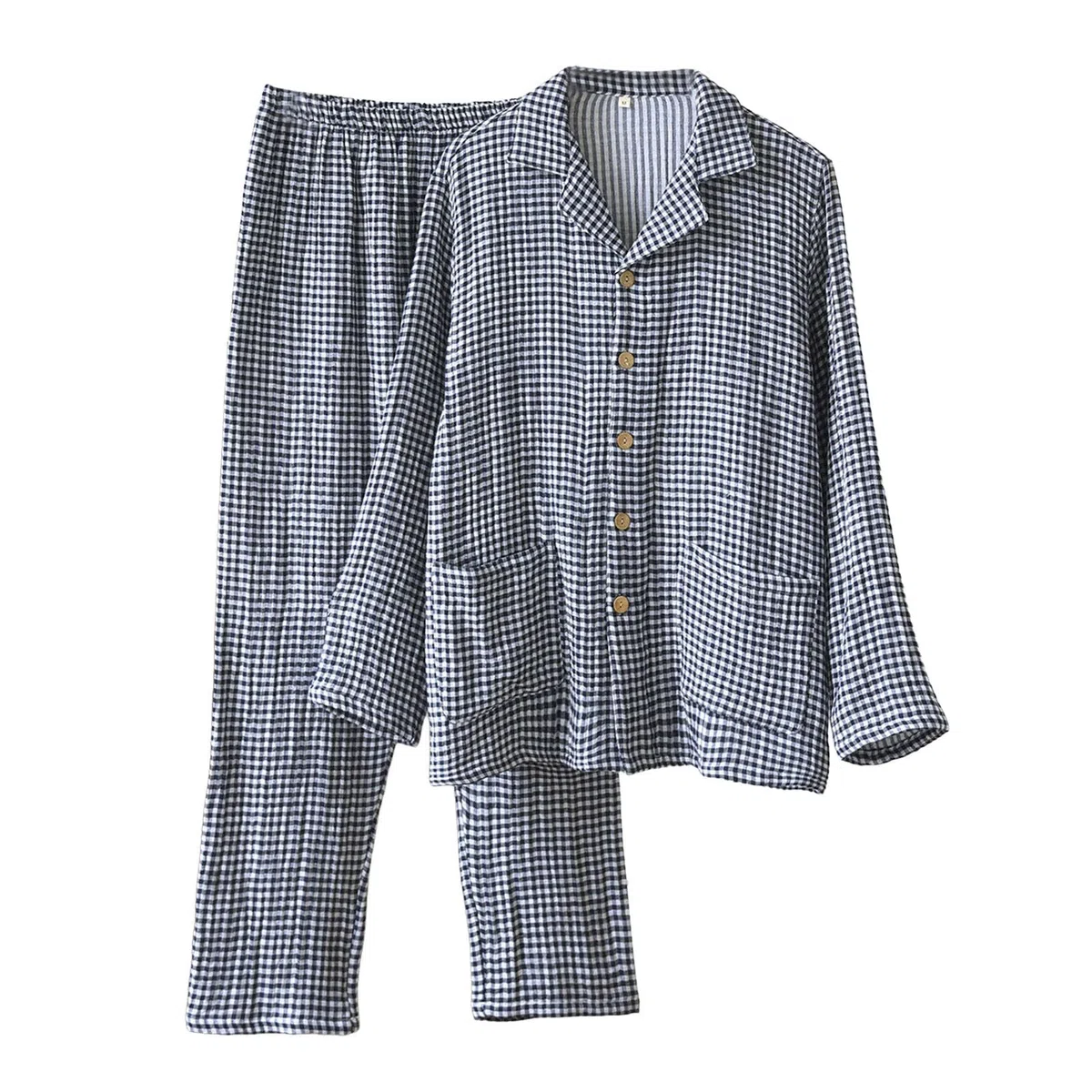 Pijamas Hombre Invierno - de Cuatro Capas, Camisa de Manga Larga y Pantalones, Ropa de Estar por casa cómoda, Bata Abierta por Delante, Ropa de Dormir para el frío.
