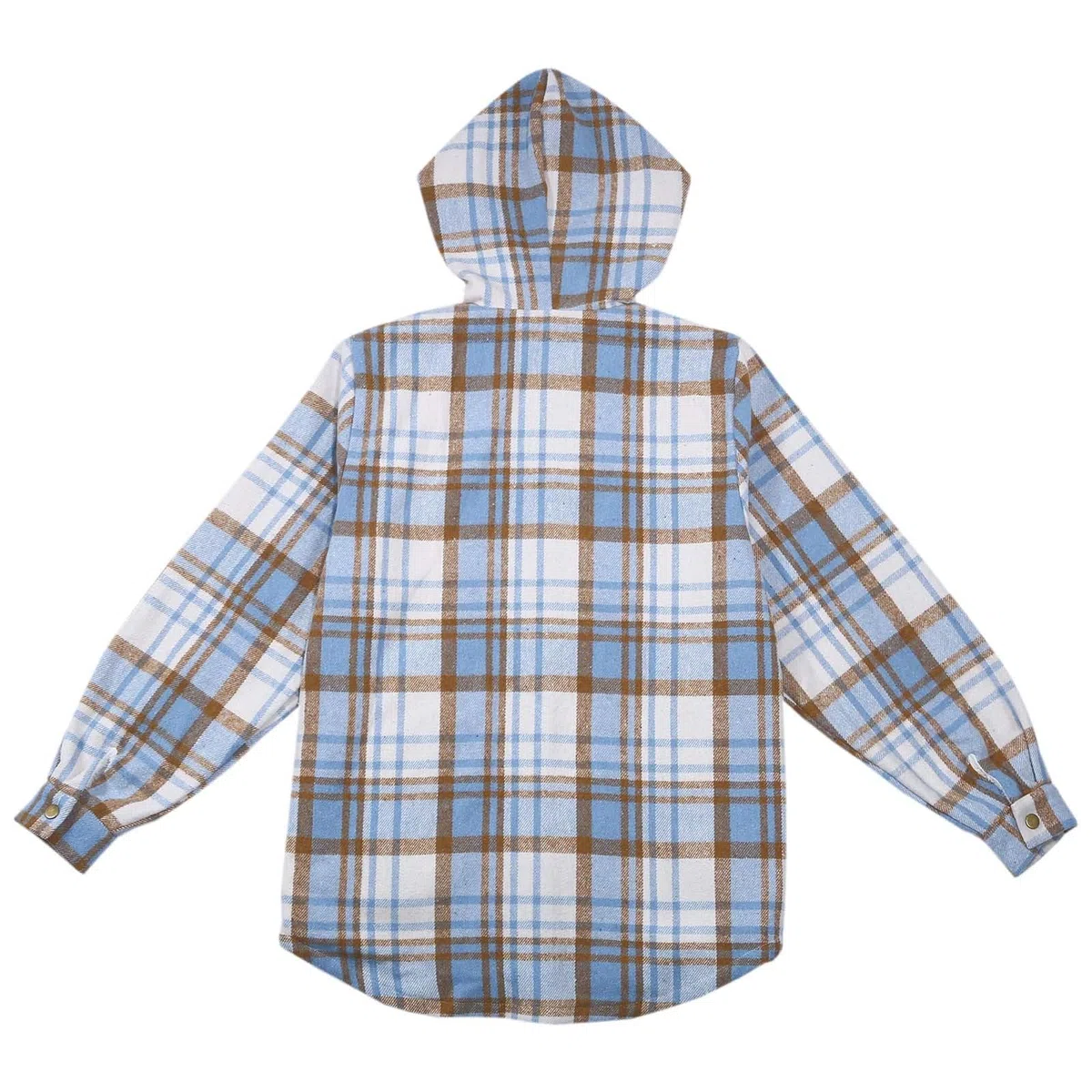 Genérico Chaqueta Polar Mujer,Chaqueta Corta A Cuadros para Mujer De Manga Larga con Botones Forro Polar Y Capucha para Mayor Calidez
