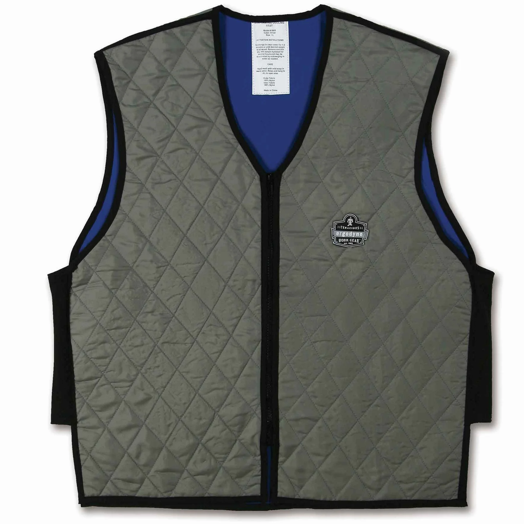Ergodyne Chill-its 6665 Evaporative Cooling Vest - Embedded Polymers, Zipper Closure Chaleco de refrigeración Hombre (Pack de 1)