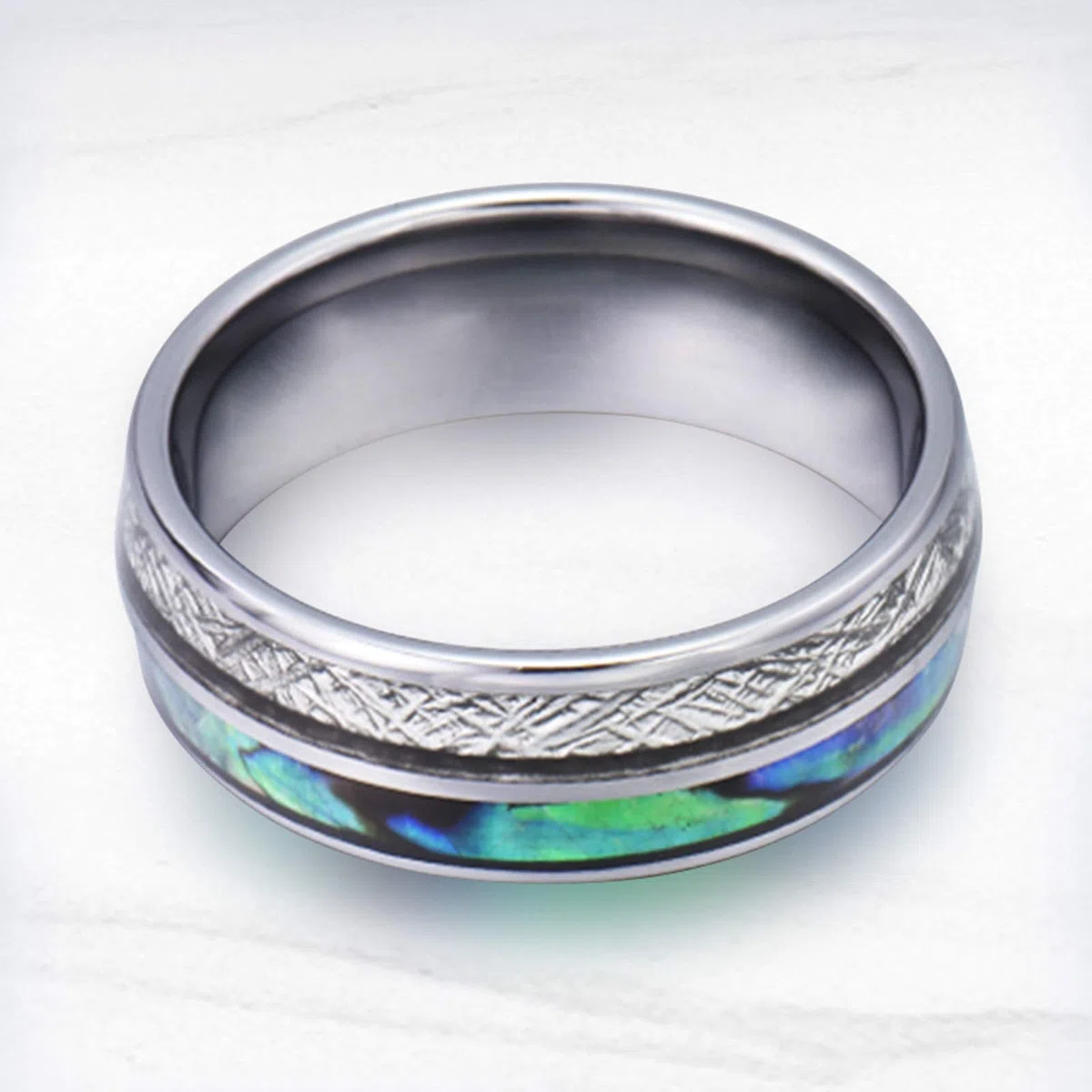 Collar para parejas, anillos, collares de tungsteno, grabado de 8 mm, anillo de plata con cáscara y metal par collares