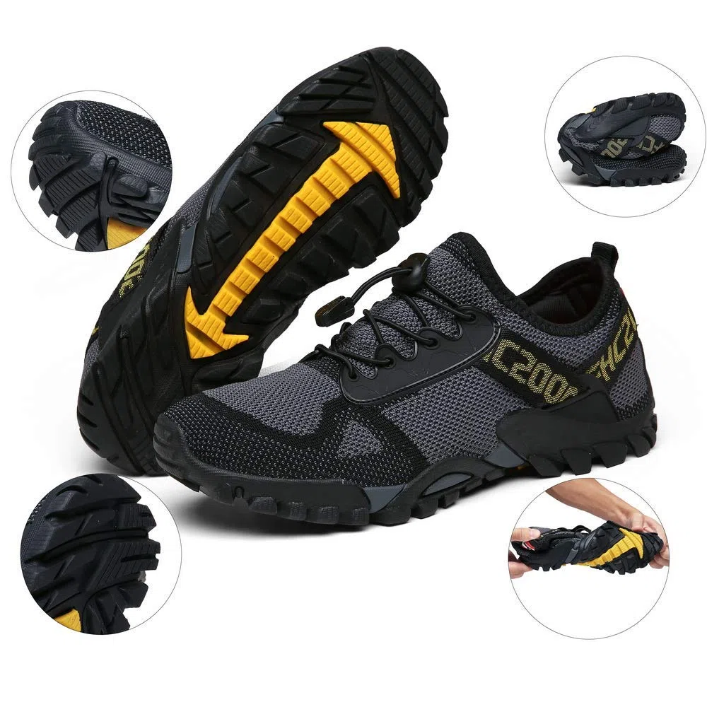 ABAO Zapatos de senderismo para hombre y mujer, zapatos deportivos al aire libre, antideslizantes, transpirables, tenis bajos para caminar, senderismo, senderismo, escalada, viajes, ligeros, Gris, 6