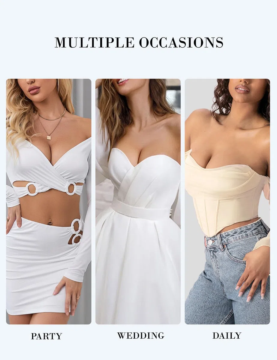 Upushall Brasier sin Tirantes con Push up, Antideslizante, Escote en V Profundo, con Aros para Mujer, súper Acolchado, añade 2 Copas