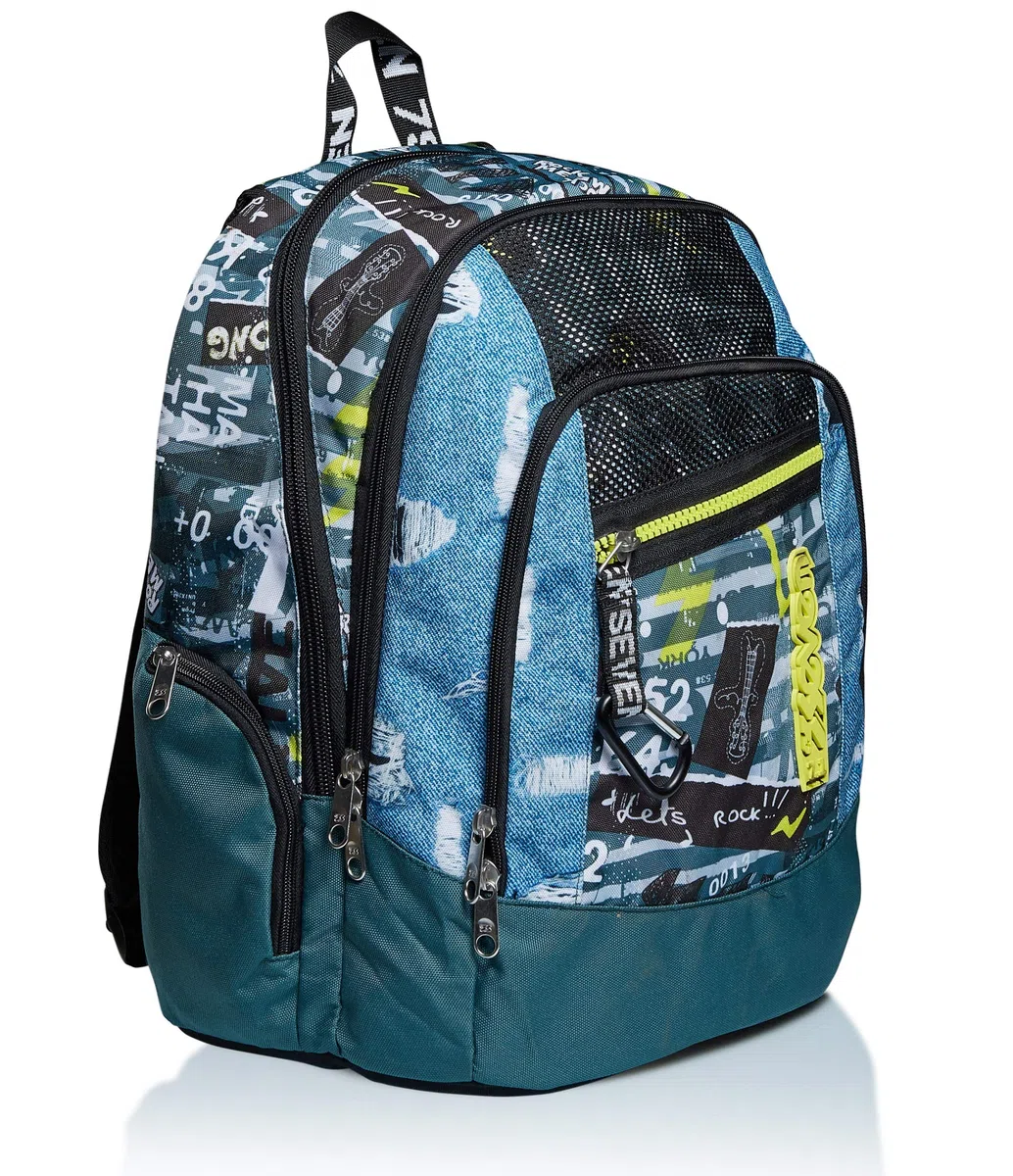 Seven Mochila Doble Compartimiento ADVANCED SELFIE REMOTE CONTROLL YOU ROCK, Abyss - Mochila Escolar, Escuola Primaria, Secundaria, Colegio para niñas, niños, hombres, mujeres y adolescentes