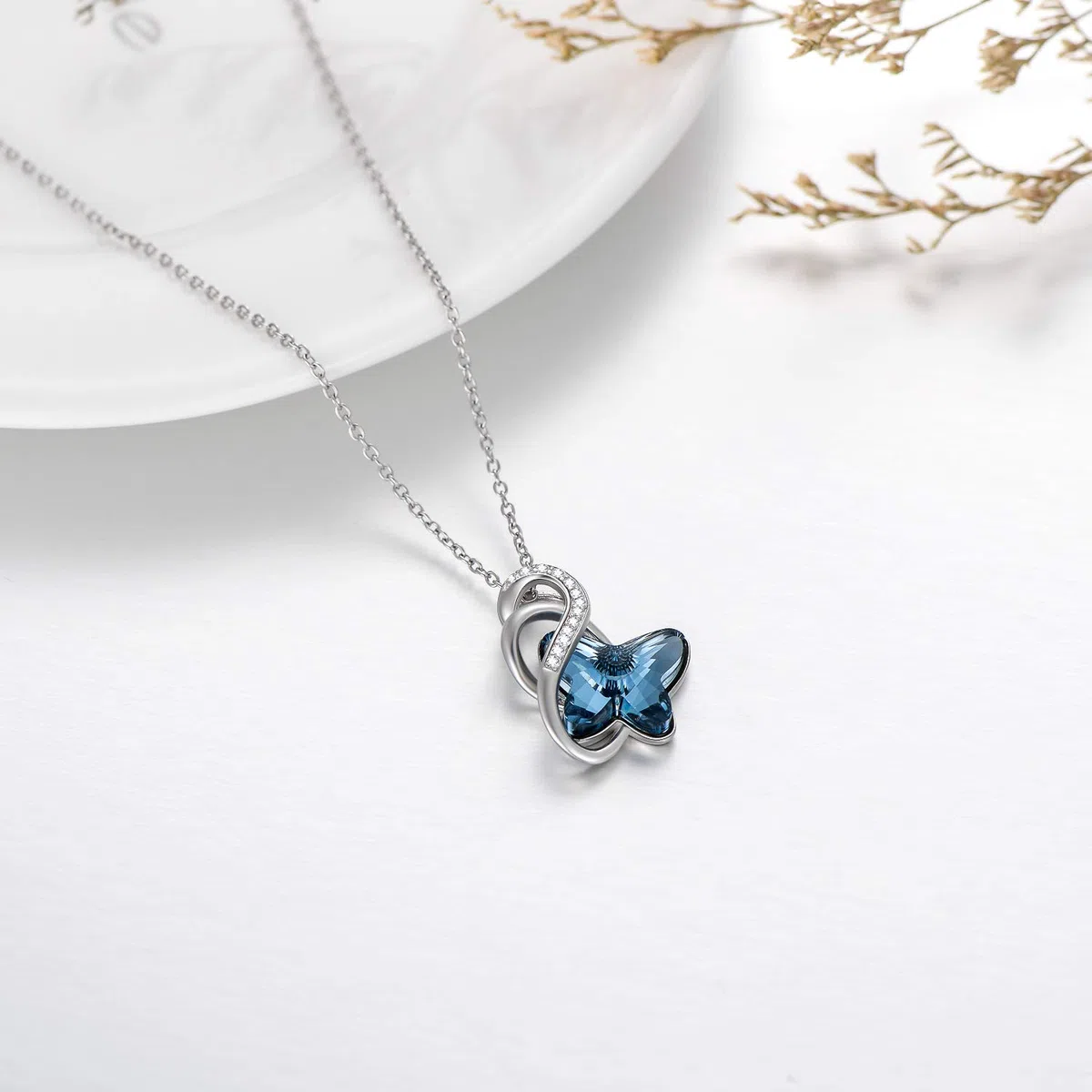 AOBOCO Collar de mariposa de plata de ley, joyería de mariposa, regalo de aniversario de cumpleaños para mujeres, niñas, hija, esposa