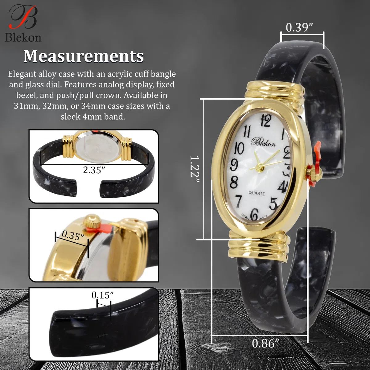 Collections - Reloj Redondo Ovalado Rectangular de acrílico para Mujer, diseño de Concha de Tortuga