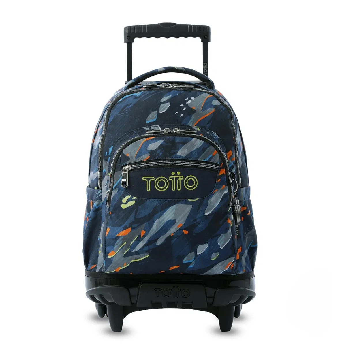 TOTTO - Mochila Escolar con Ruedas, Modelo Renglones, Capacidad 26,21 Litros, Bolsillo para PC 14", Bolsillo Botella, Correas en S para Mayor Comodidad, Resistente, Estampado Groove Azul