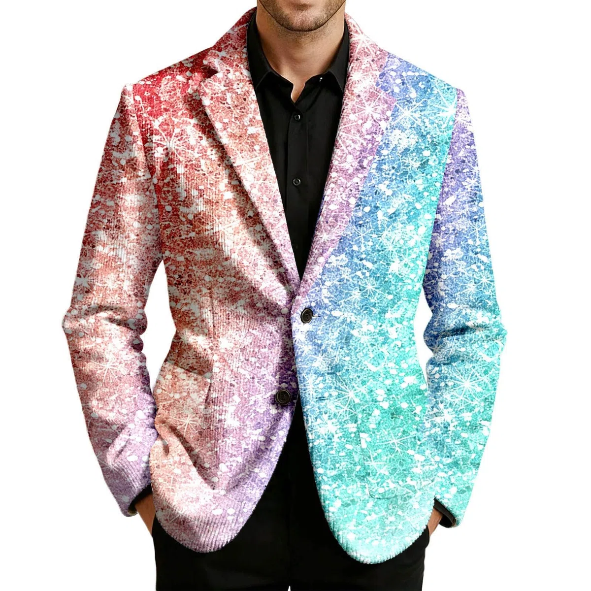 Elegante chaqueta de pana con estampado de esmoquin para hombre, estilo casual para fiestas, bodas y eventos formales, discoteca, escenario