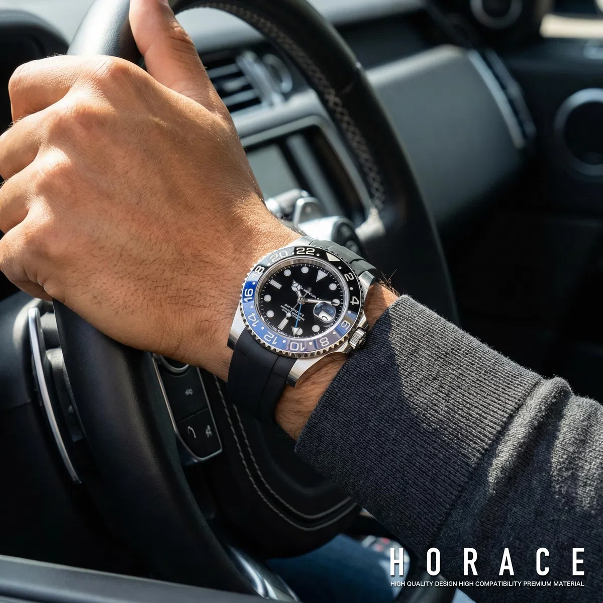HORACE Correa de Reloj 20 mm en Caucho FKM Premium – Flexible, Impermeable y Duradera – Compatible con Rolex GMT Master 40mm