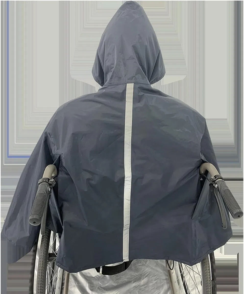 Poncho impermeable para silla de ruedas, funda protectora con capucha, diseño resistente al viento, tiras reflectantes para protección contra la lluvia en sillas de ruedas y scooters de movilidad