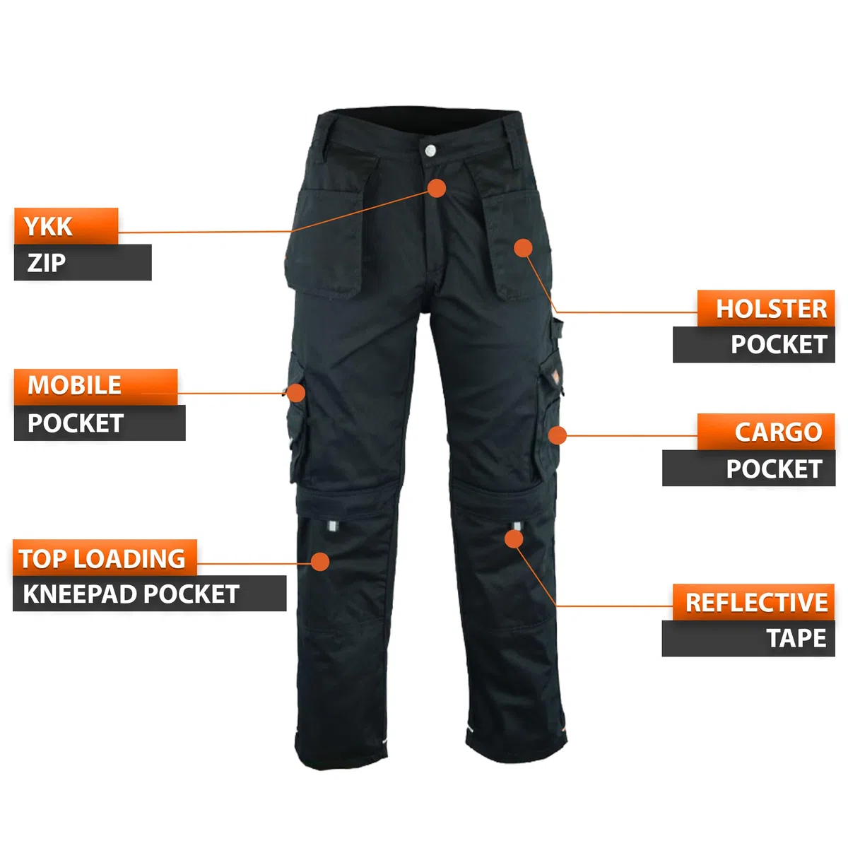 WrightFits Pantalones de Trabajo Pro-11 Cargo de Combate de Seguridad Resistente con Bolsillos múltiples para Rodilleras con Triple Costura para Hombre