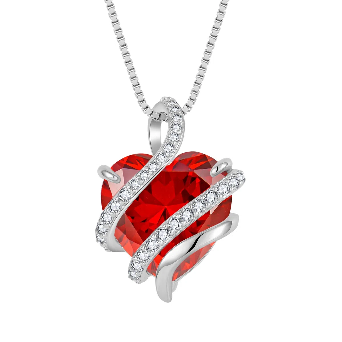 starchenie Collar Corazón Mujer Plata de Ley 925 Infinito Amor Colgante Piedras de Nacimiento Circonita Joyas Regalo