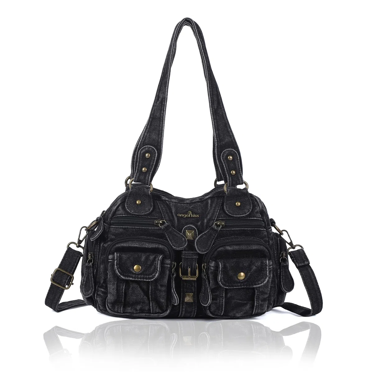 Angel Kiss Bolso Bandolera Mujer Tote Bag PU Cuero Versátil con Múltiples Bolsillos y Cremallera,Ideal para Trabajo, Compras, Viajes,Escuela y Ocasiones Casuales