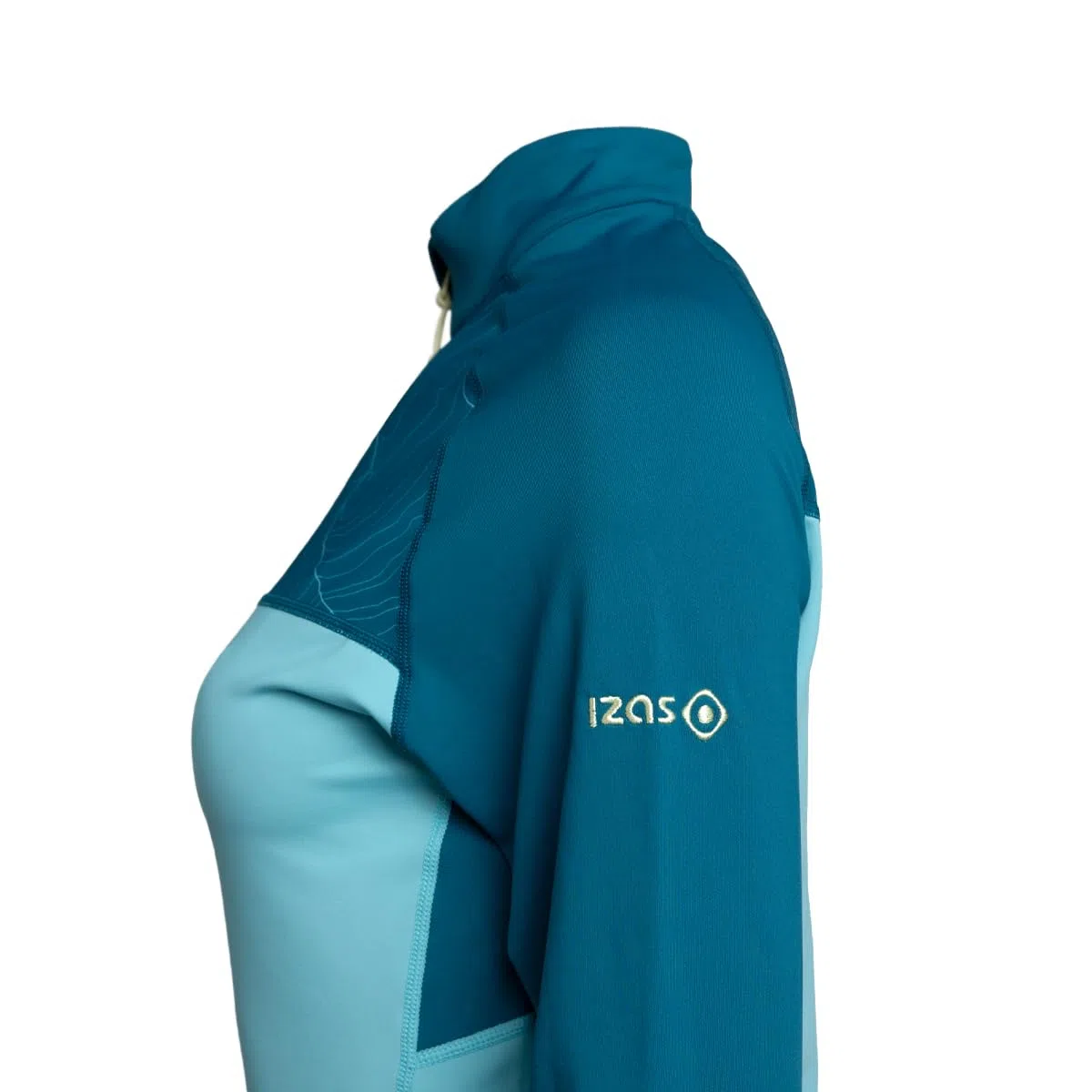 Izas Salem W Camiseta Técnica Manga Larga para Mujer Polar Stretch para Climas Fríos, Bi-elástica, Transpirable, Secado Rápido, Cuello Alto Cremallera, Presilla Pulgar, Costuras Planas