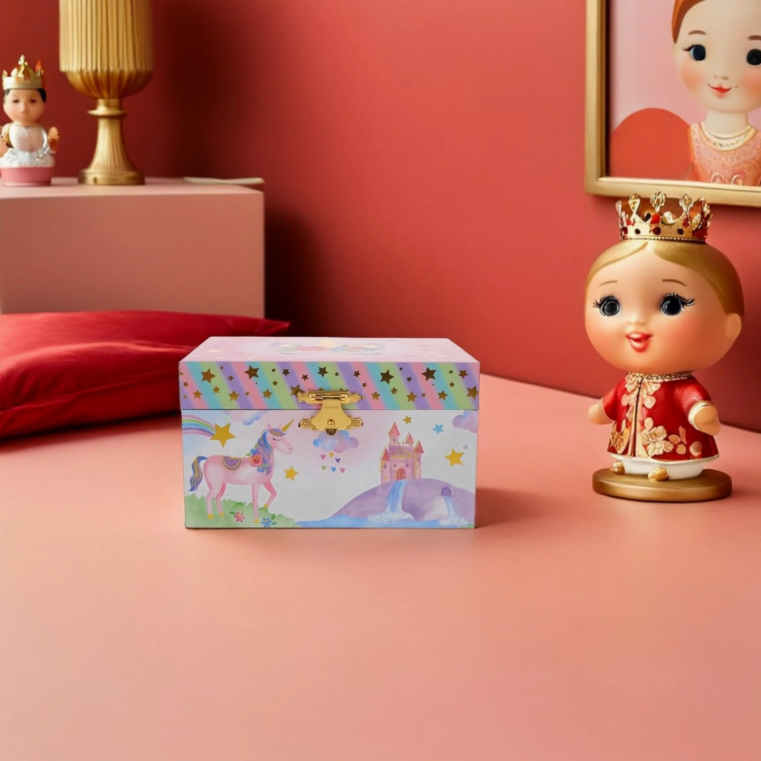 Joyero Musical De Unicornio Para Niñas Caja Musical Multifuncional Para Guardar Joyas Para Navidad y Cumpleaños