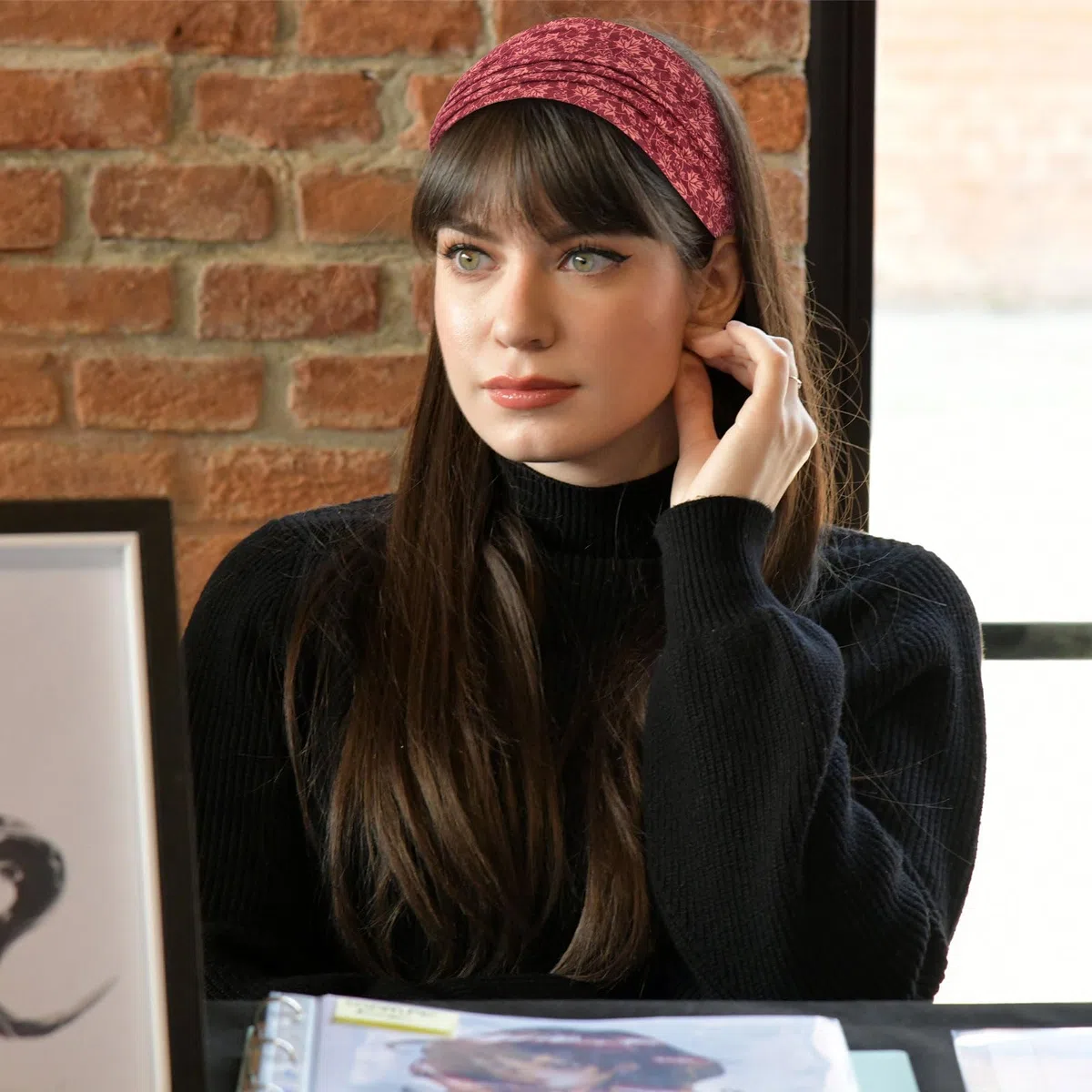 Cobahom 6 diademas anchas para mujer, antideslizantes, de tela suave, turbante, lisas, elásticas, deportivas, para entrenamiento, yoga, correr (patrón de hojas)
