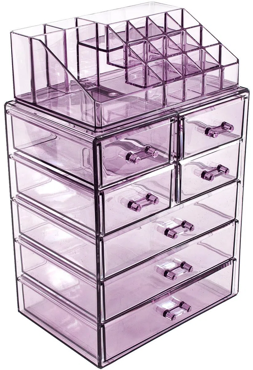 Sorbus Caja de almacenamiento de acrílico para cosméticos y joyas, diseño espacioso, ideal para cuarto de baño, tocador, tocador y encimera