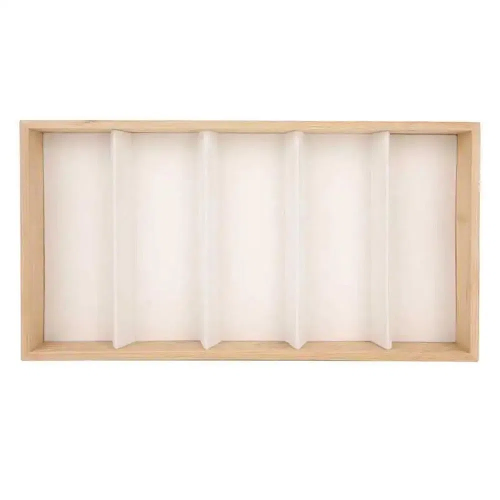 Expositor de gafas, 5 rejillas de cristal para joyería, organizador, estuche de ranura para gafas de sol, caja expositora para relojes, soporte para montura de gafas, gafas de sol R (blanco)