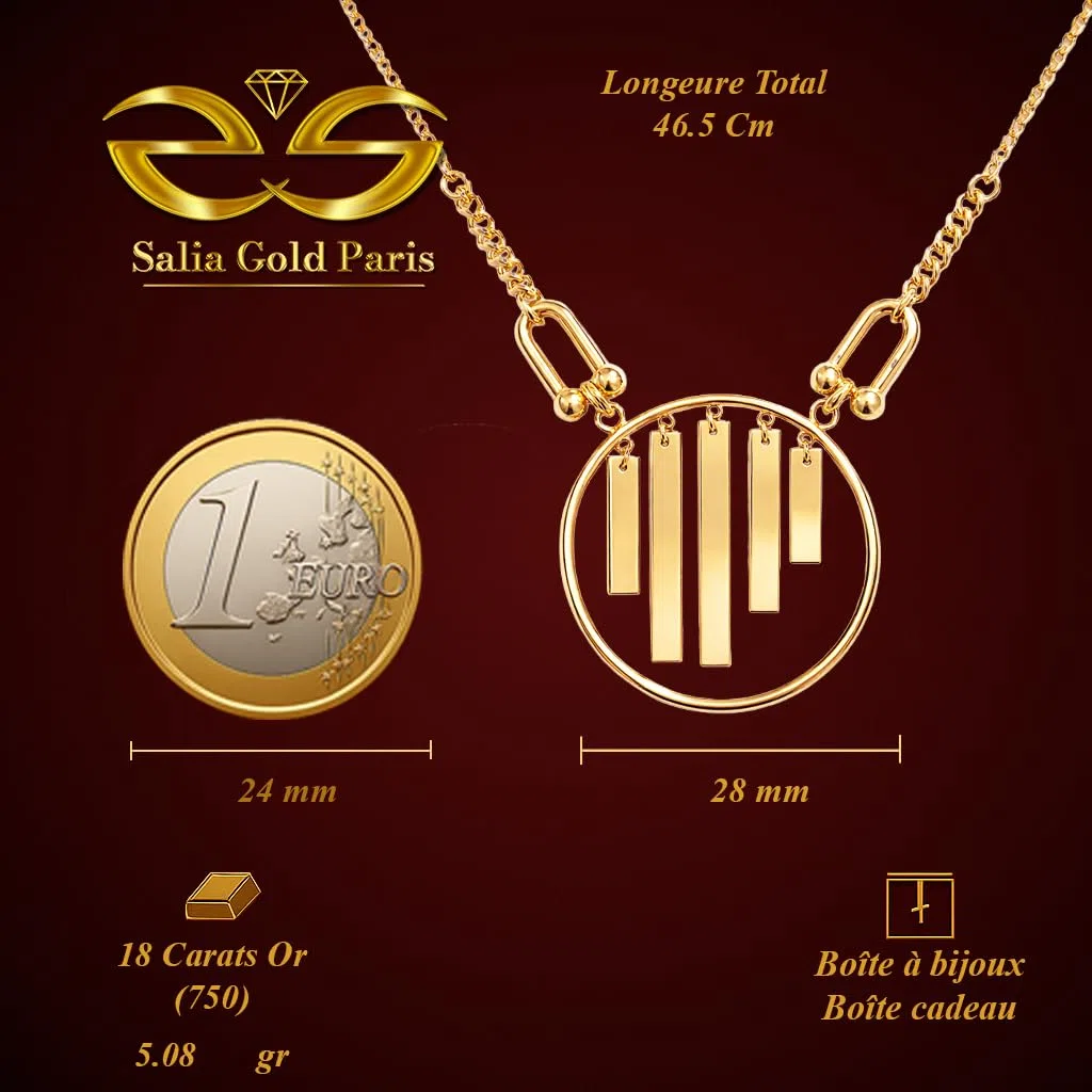 Collar de oro amarillo de 18 quilates, diseño geométrico, cadena de cable 46,5 cm, 5,08 g