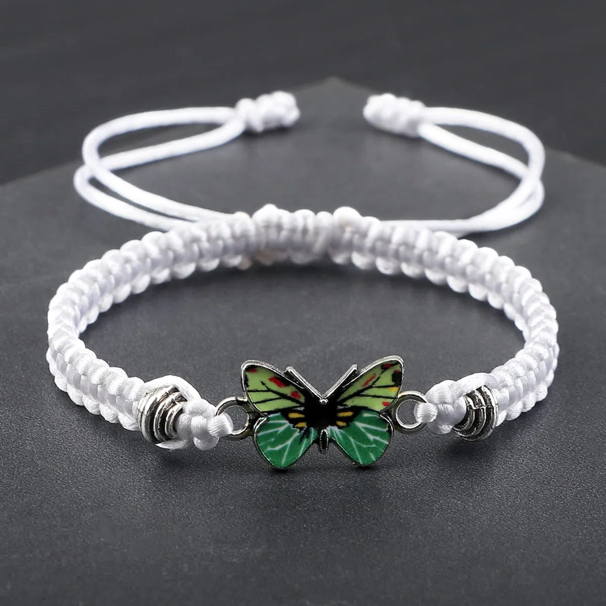 WZGWDC Pulseras con Colgante de Mariposa Trenzadas Hechas a Mano, Brazalete para Mujer, Pareja, Pulsera, niña, joyería de Mano, Regalo, Verde Claro-Verde