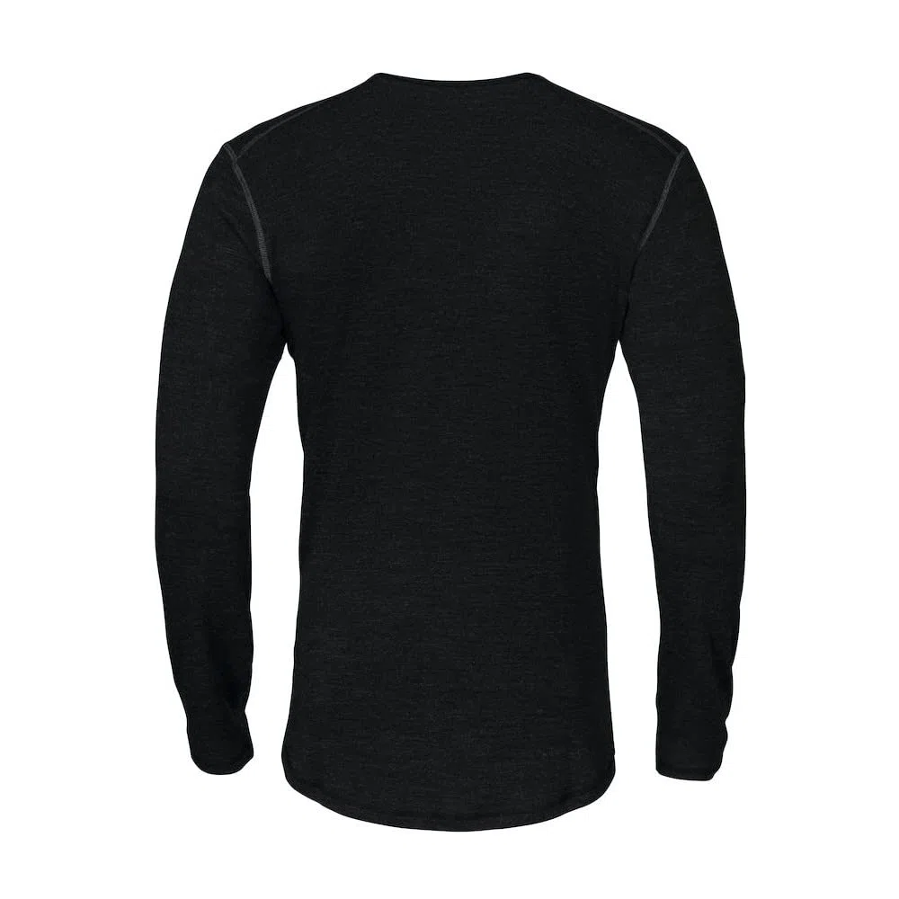 Camiseta Térmica de Lana para Hombre (XL) (Negro)