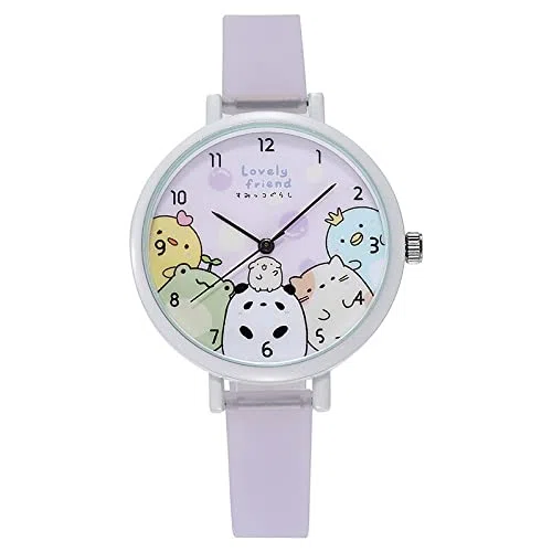 Reloj de niña Reloj de Dibujos Animados Relojes Luminosos Niñas Niños Estudiantes Relojes de Pulsera Reloj de Regalo Relojes Transparentes para niñas (Color : Light Purple)
