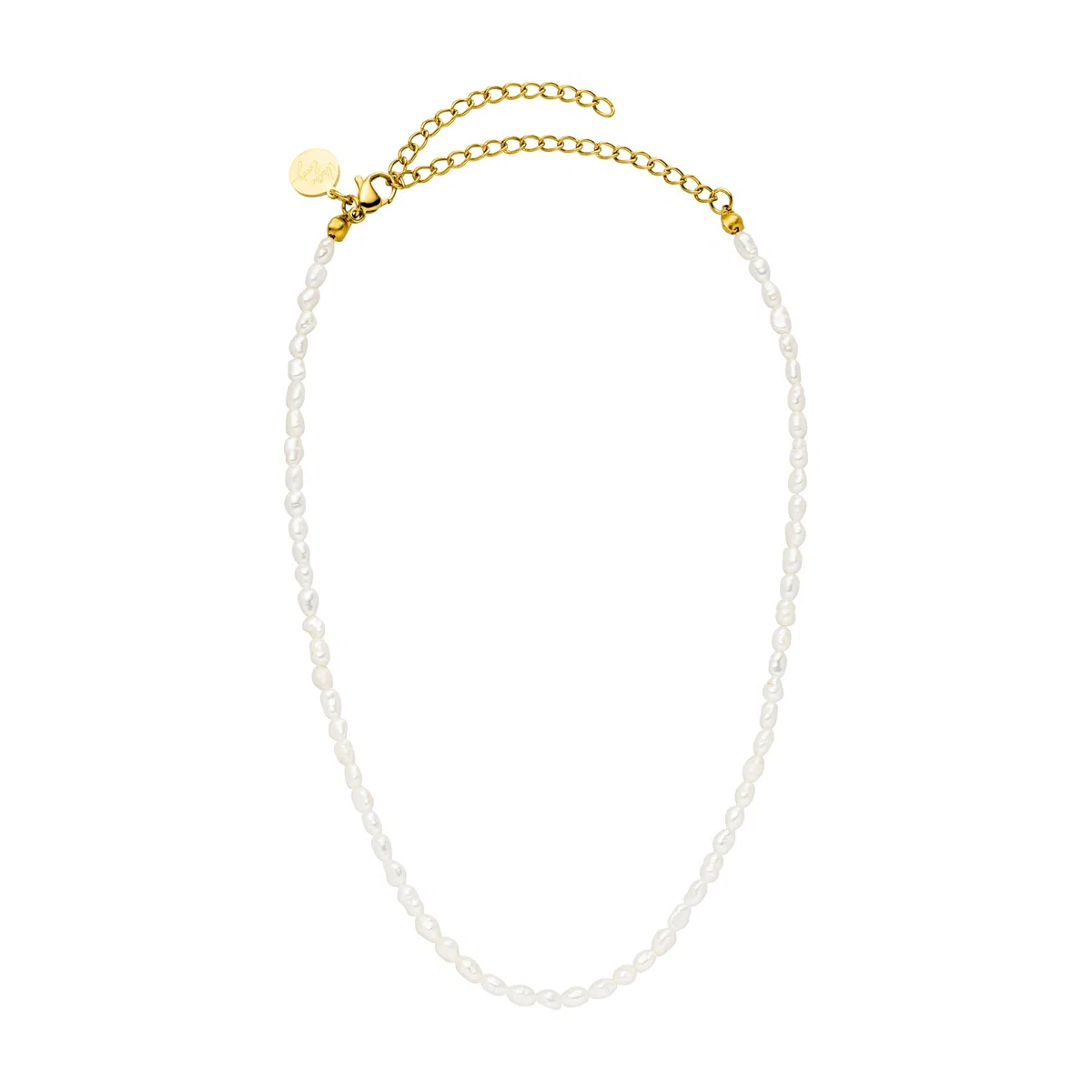 Purelei Enchant - Collar de perlas de agua dulce auténticas para mujer, cadena ajustable (30/40 cm), brillante y elegante, acero inoxidable chapado en oro de 18 quilates o plata