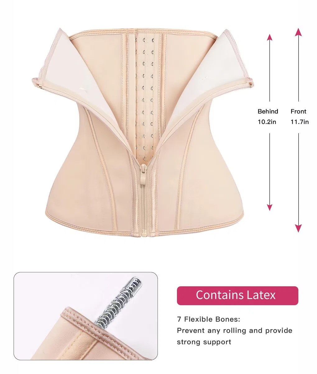 YIANNA - Faja moldeadora de látex para mujer, control de abdomen, corsé de cintura con efecto reloj de arena, con cremallera y corchetes.