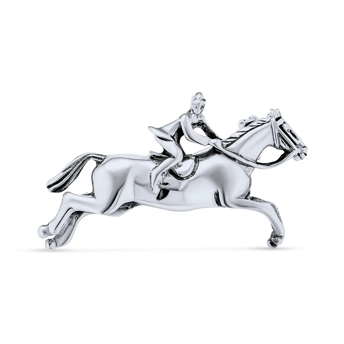 Western Cowgirl Equina Ecuestre Equitación Salto Caballos Pura Sangre Broche Alfiler Para Mujer Oxidado .925 Plata De Ley