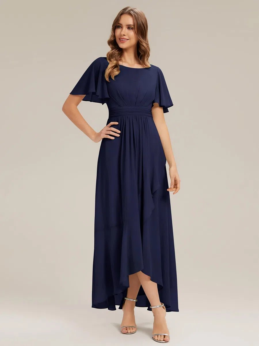 Ever-Pretty Vestido de Dama de Honor Midi Mujer para Boda Corte Imperio High Low ES02708