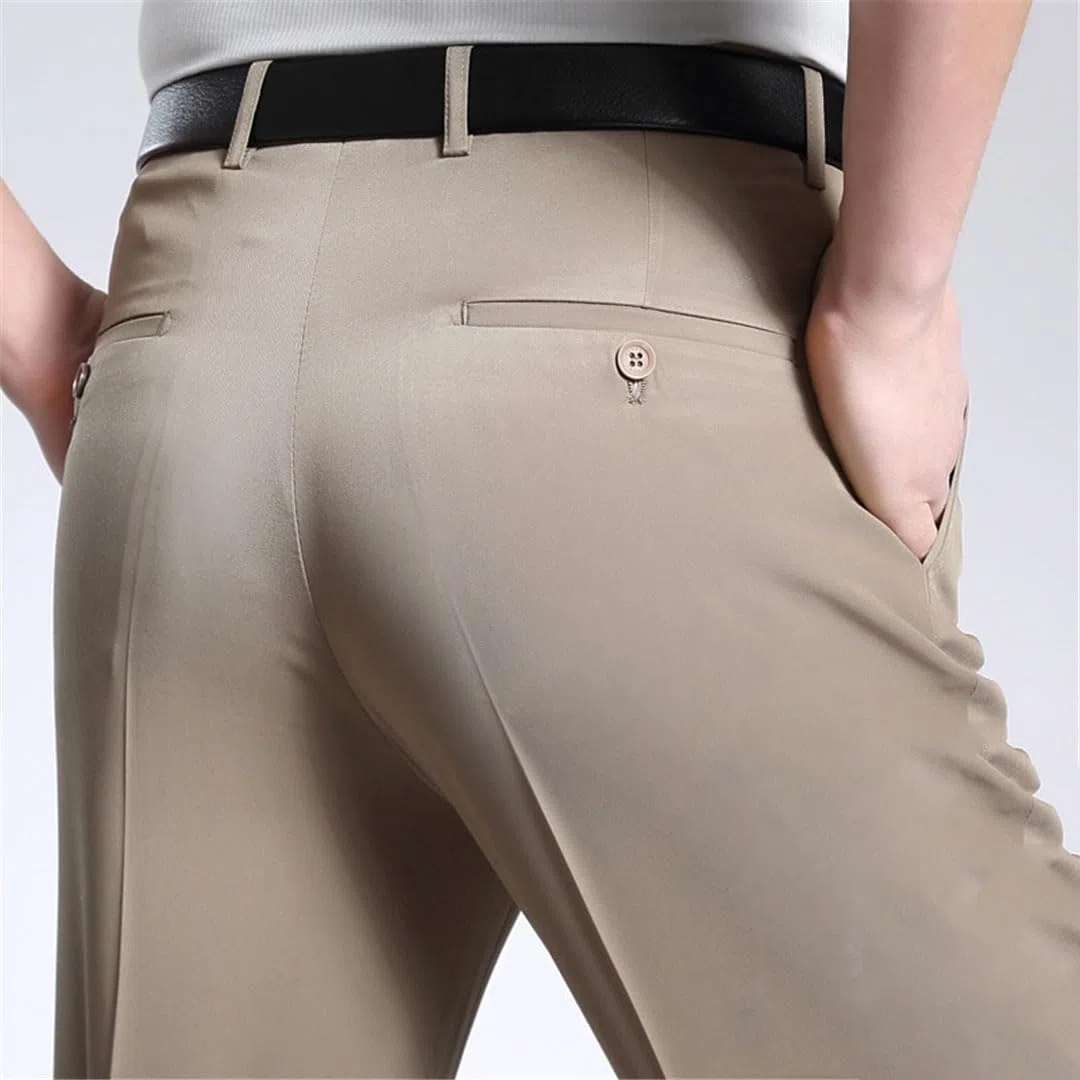 Vogrtcc Pantalones De Vestir Finos De Cintura Alta para Hombres Pantalones De Traje De Negocios Sueltos Rectos