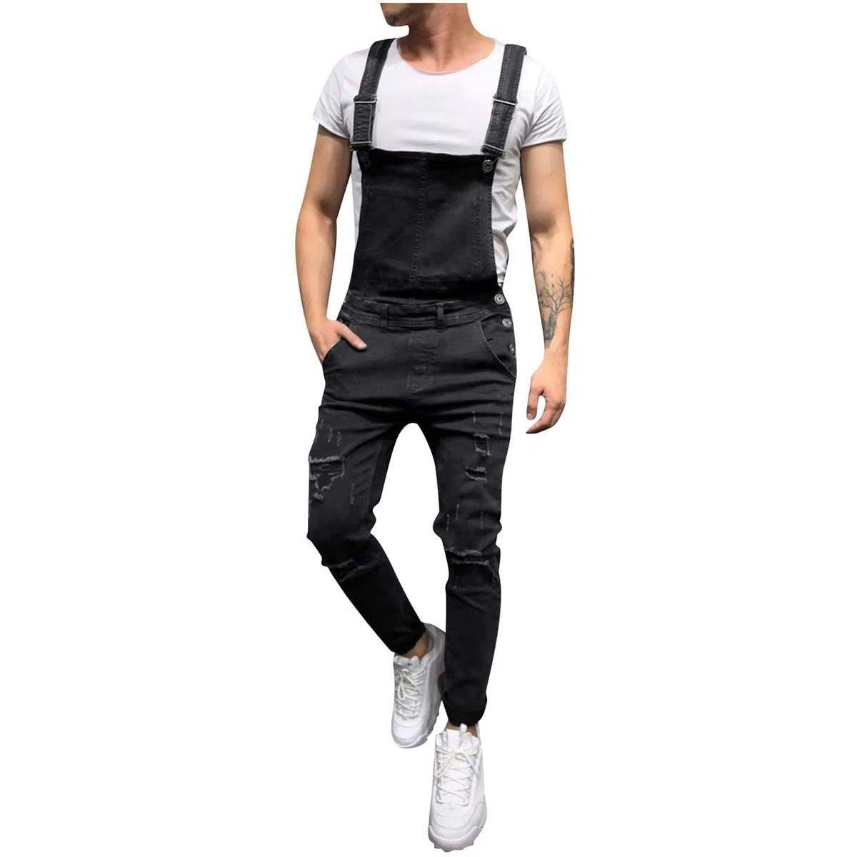 Mono para hombre corte ajustado: pantalones de trabajo resistentes al desgaste vaqueros Bib Pants tirantes ajustables, cómodos pantalones de jardín con bolsillos, prácticos pantalones de peto