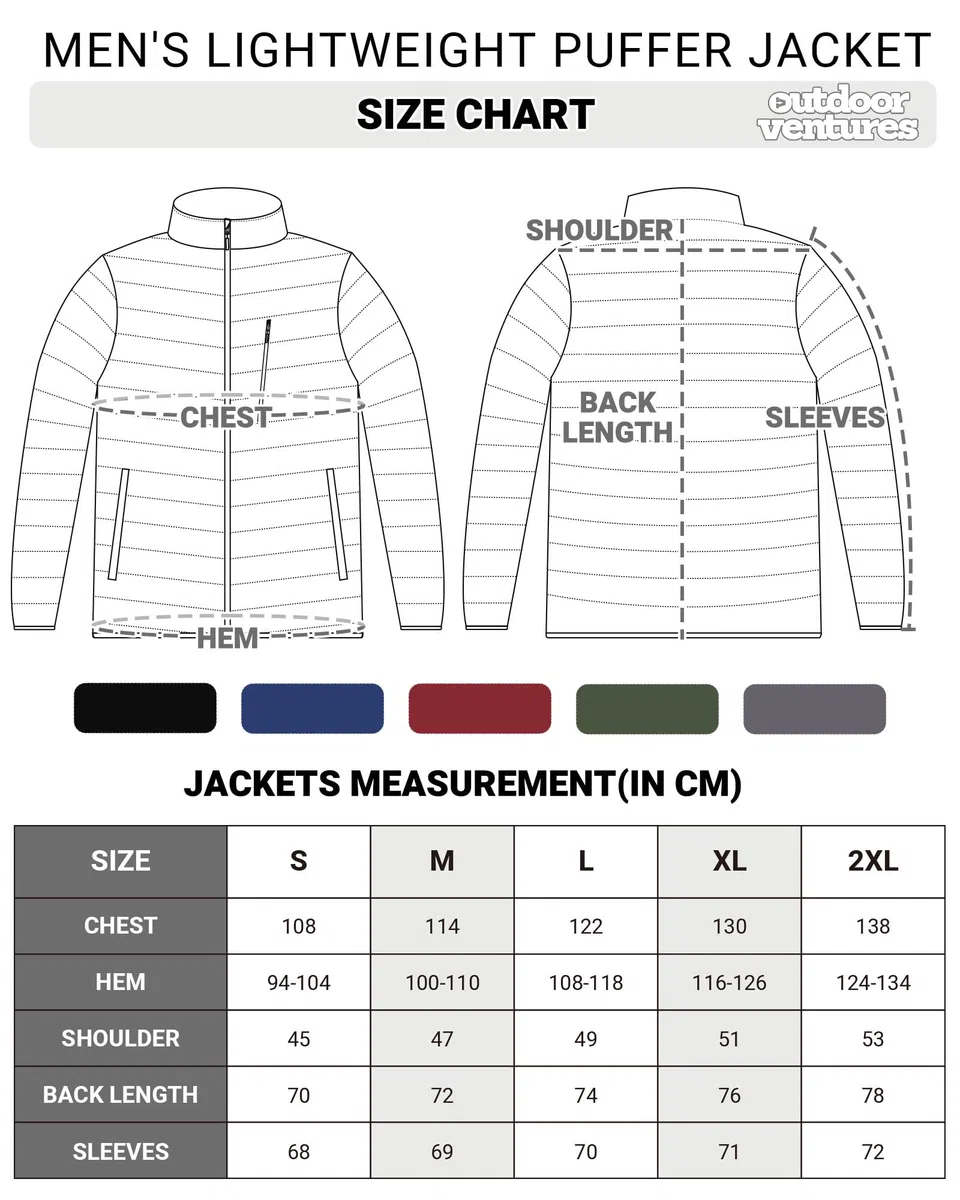 Outdoor Ventures Chaqueta acolchada para hombre, ligera, cálida, chaqueta de entretiempo, chaqueta acolchada, resistente al agua, chaqueta para exteriores e informal