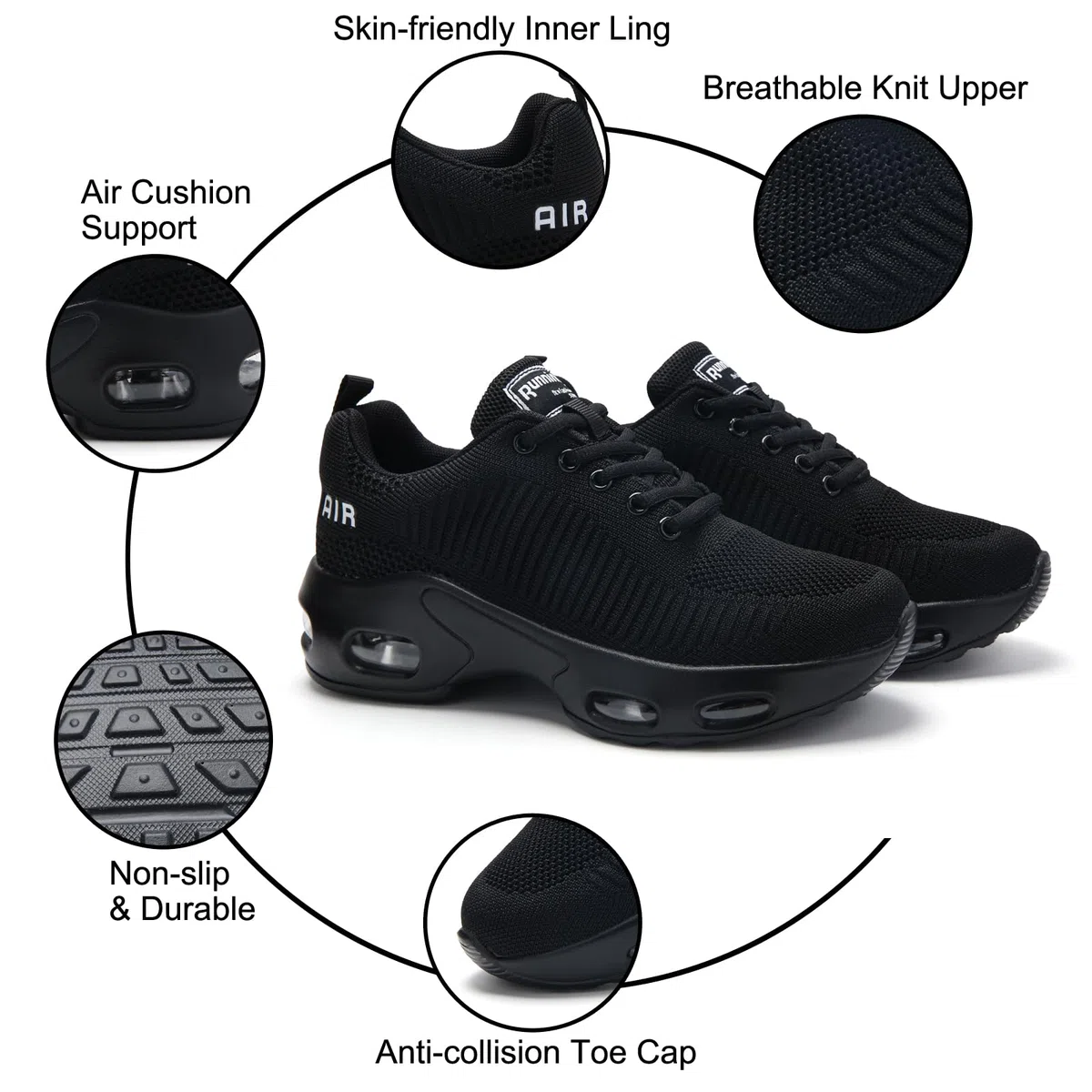 Zapatillas deportivas para mujer, con soporte de arco, de malla, cómodas para correr