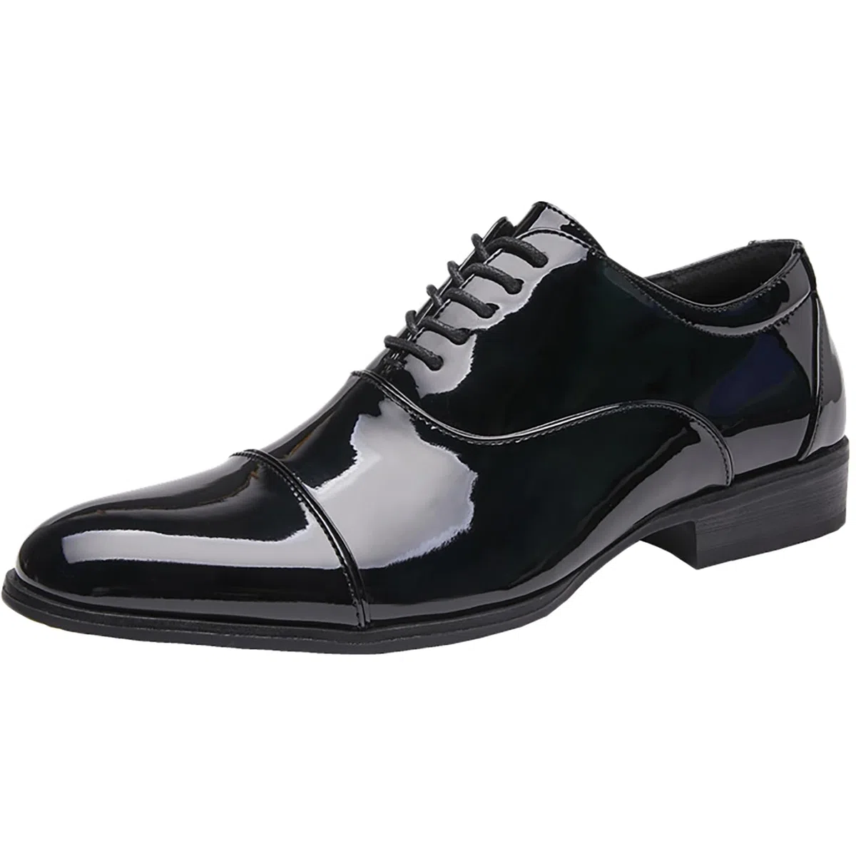 Zapatos de Vestir Formales con Cordones de Charol para Hombre, Trabajo de Negocios, Oficina, Oxfords, Boda, Novio, Baile de graduación, Derbys,Negro,43
