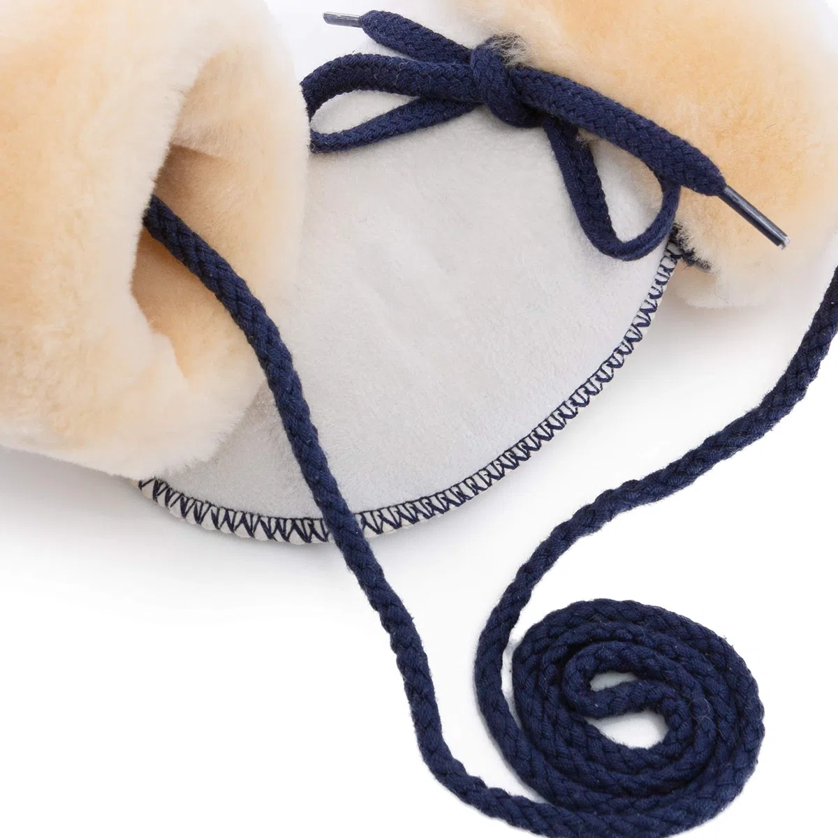 Guantes de lana natural suave para bebé de WERNER CHRIST BABY- Manoplas unisex (recién nacido, niña, niño, hasta 18 meses) para manos calientes en invierno con cuero y cuerda de unión, cinta azul