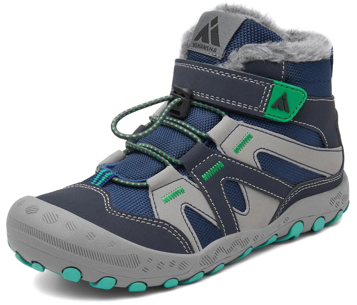 Mishansha Botas de Nieve Niño Botas Antideslizantes, Azuloscuro 36 | Forro cálido, cierre de autollenado, puntera reforzada, suela con dibujo, colegio, paseos, nieve