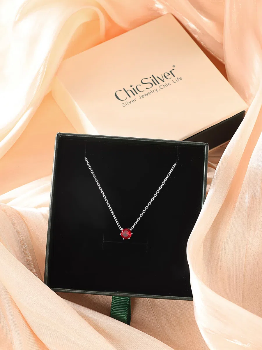 ChicSilver Plata 925 Collar Circonita Mujer Colgante Piedra Brillante | Material Plata de Ley Regalo Cumpleaños Joyería Delicada Madre Pareja Amiga