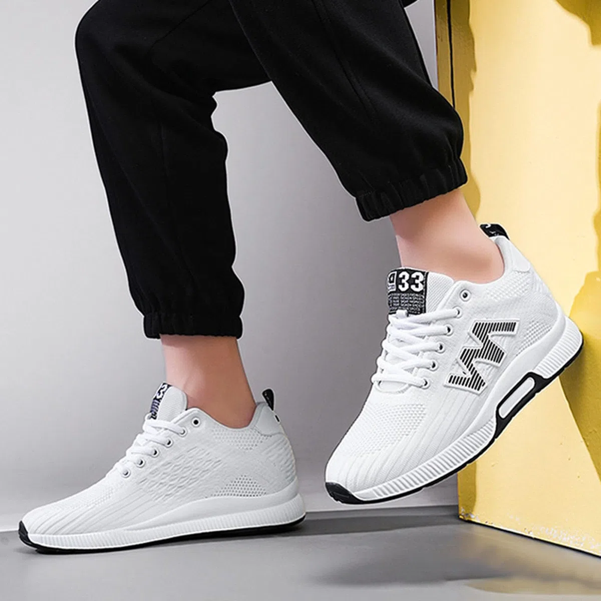 Generisch Par de zapatos de hombre con elevación, zapatillas casuales de malla, zapatillas deportivas ligeras y transpirables con cordones con tacón de elevación oculto para hombres, cm