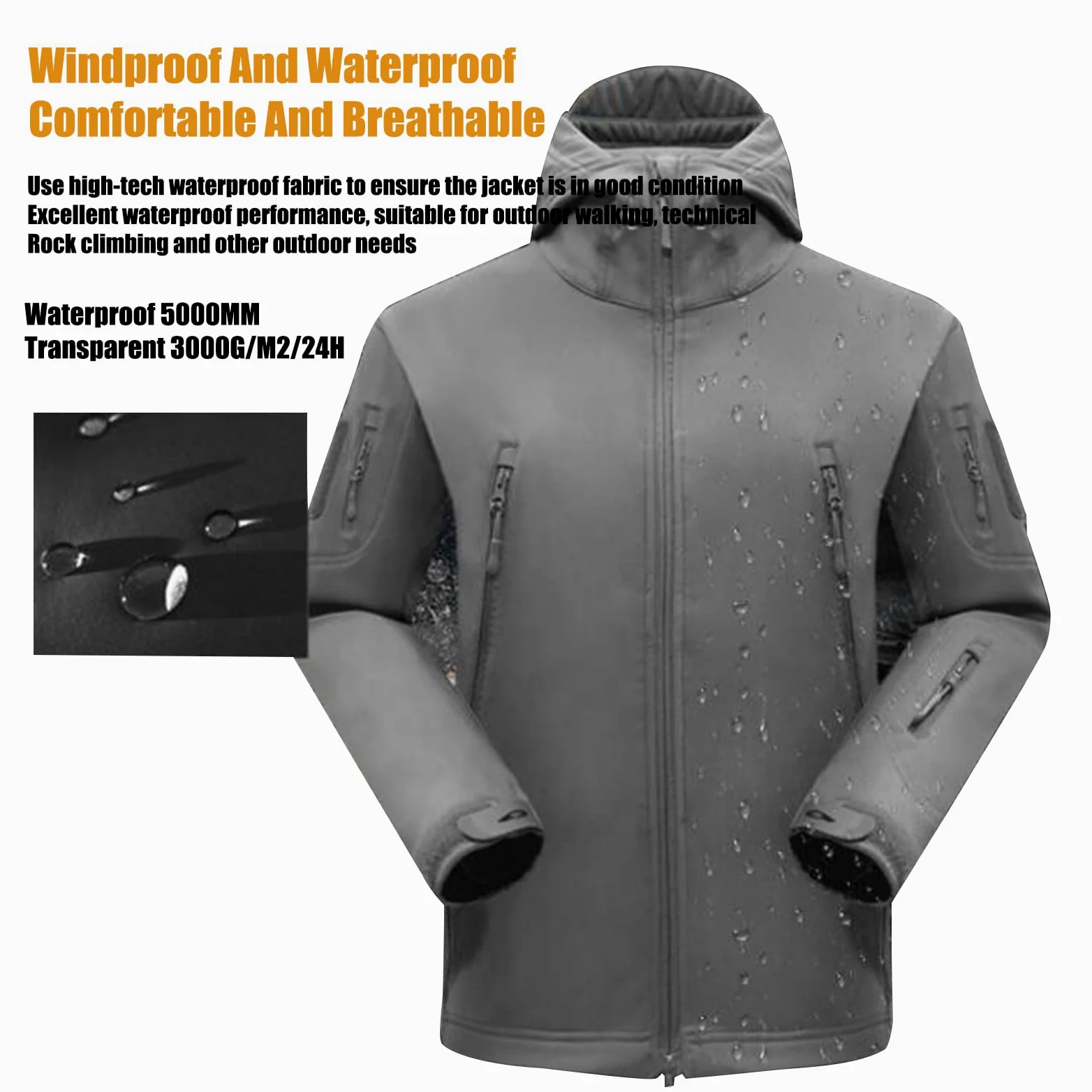Conjunto de uniformes tácticos de combate para hombre - Impermeable y camuflaje - Incluye chaqueta de softshell y pantalones para caza y tiro